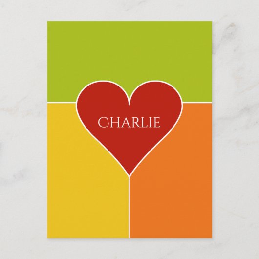Postkarte des Herzmusters individuelle Name (Vorderseite)