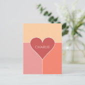 Postkarte des Herzmusters individuelle Name (Stehend Vorderseite)