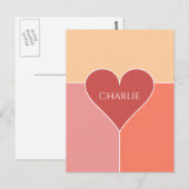 Postkarte des Herzmusters individuelle Name (Vorne/Hinten)
