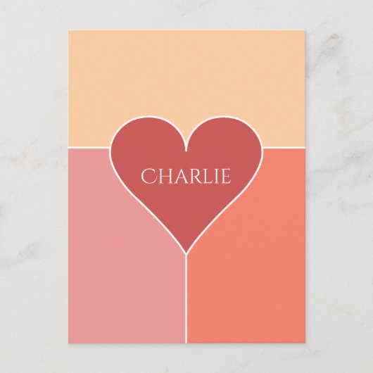 Postkarte des Herzmusters individuelle Name (Vorderseite)