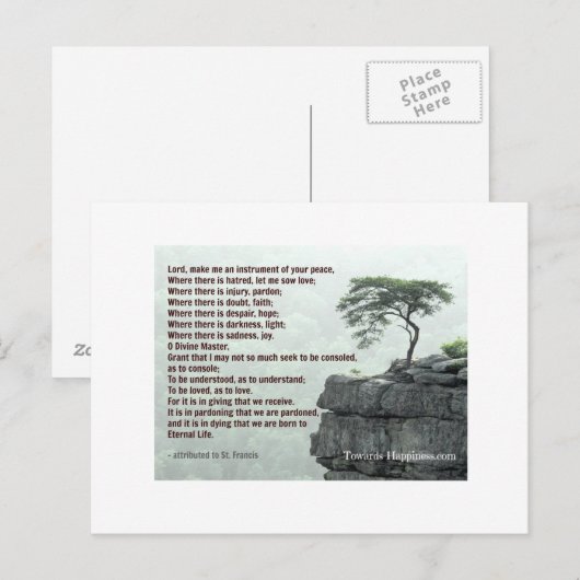 Postkarte des hl. Franziskus (Vorne/Hinten)