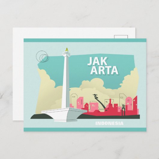 Postkarte des indonesischen Nationaldenkmals (Vorne/Hinten)