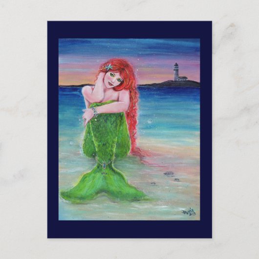 Postkarte des Leuchtturms Mermaid von Renee Lavoie (Vorderseite)