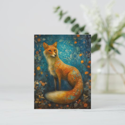Postkarte des Magischen Forest Fox (Stehend Vorderseite)