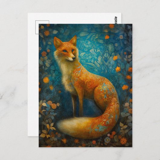 Postkarte des Magischen Forest Fox (Vorne/Hinten)