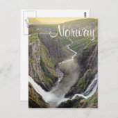 Postkarte des norwegischen Wasserfalls Voringsfoss (Vorne/Hinten)
