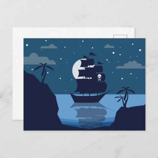 Postkarte des Piratenschiffs (Vorne/Hinten)