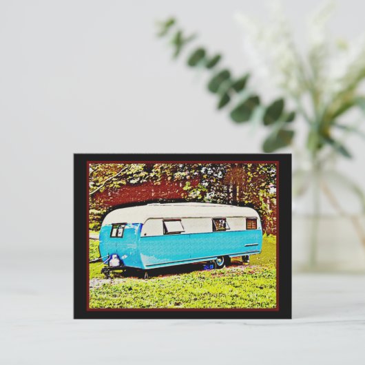 Postkarte des Retro-Campers (Stehend Vorderseite)