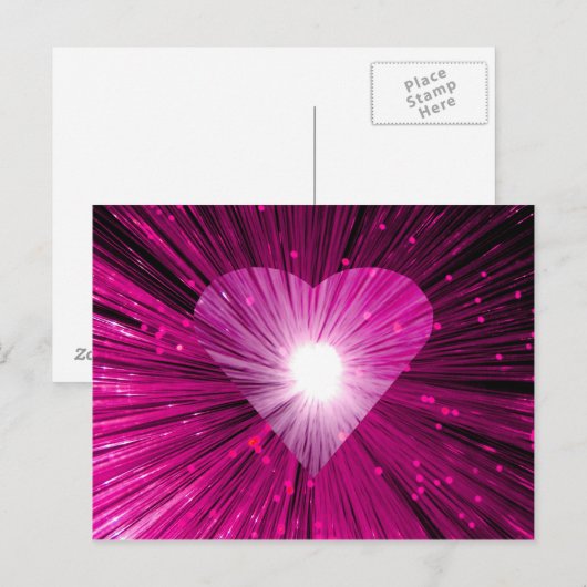 Postkarte des rosa Herzens (Vorne/Hinten)