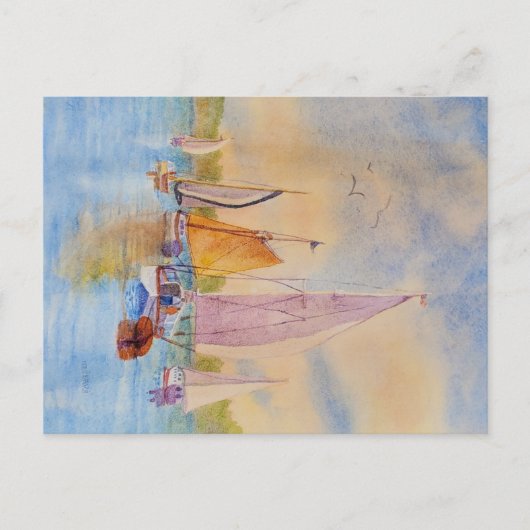 Postkarte des Segelbootes, Postkarte des Segelns, (Vorderseite)