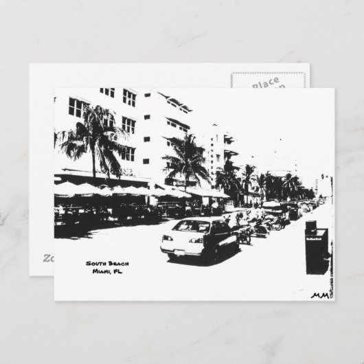 Postkarte des Streifens im Südstrand, Miami (Vorne/Hinten)