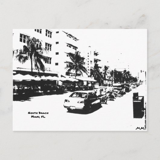 Postkarte des Streifens im Südstrand, Miami (Vorderseite)