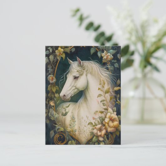 Postkarte des weißen Pferdes (Stehend Vorderseite)