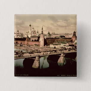 Postkarte, die den Kreml, Moskau darstellt Button