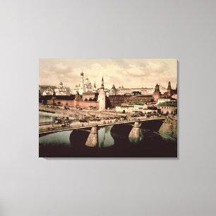 Postkarte, die den Kreml, Moskau darstellt Leinwanddruck