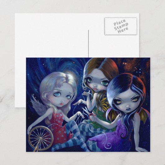 Postkarte "Die drei Schicksale" (Vorne/Hinten)