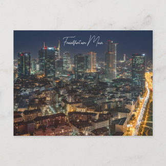 Postkarte, die Skyline Frankfurt bei Nacht Postkarte