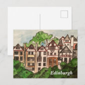 Postkarte Edinburgh (Häuser neben Schloss) (Vorne/Hinten)