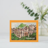 Postkarte Edinburgh (Häuser neben Schloss) orange (Stehend Vorderseite)
