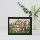 Postkarte Edinburgh ( Häuser neben Schloss) schwar (Stehend Vorderseite)