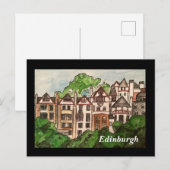 Postkarte Edinburgh ( Häuser neben Schloss) schwar (Vorne/Hinten)