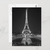 Postkarte: Eiffelturm in Schwarz-Weiß-Paris Postkarte (Vorne/Hinten)