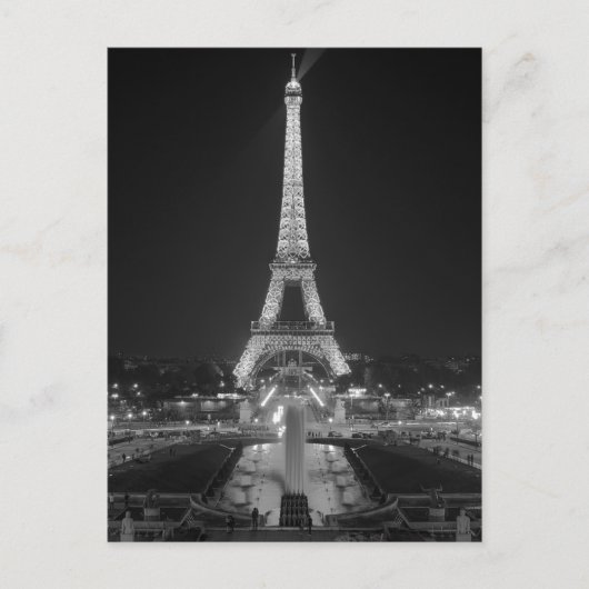 Postkarte: Eiffelturm in Schwarz-Weiß-Paris Postkarte (Vorderseite)