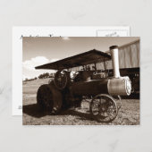 Postkarte ~ Ein antiker Traktor an einem Sommertag (Vorne/Hinten)