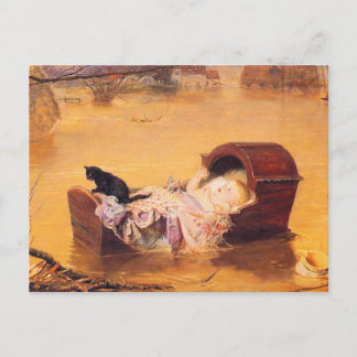 Postkarte: Eine Flut - mit Baby und Katze Postkarte
