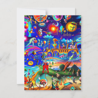 Postkarte Eine Welt seltsamer Charaktere