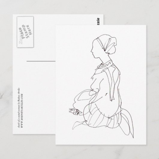 Postkarte einer sitzenden Frau (Vorne/Hinten)