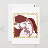 Postkarte eines romantischen indischen Desi-Paares (Vorne/Hinten)