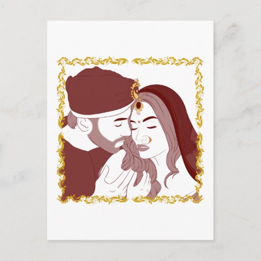Postkarte eines romantischen indischen Desi-Paares (Vorderseite)
