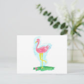 Postkarte eines rosa Flamingo (Stehend Vorderseite)