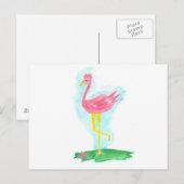 Postkarte eines rosa Flamingo (Vorne/Hinten)