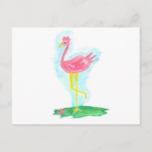 Postkarte eines rosa Flamingo (Vorderseite)
