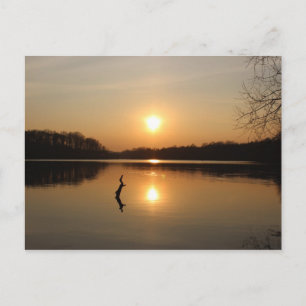 Postkarte eines schönen Seeufers Sonnenuntergang