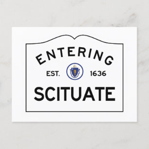 Postkarte - Einfahrt in das Schild "Scituate Road"