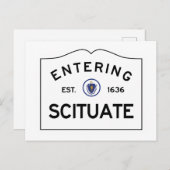 Postkarte - Einfahrt in das Schild "Scituate Road" (Vorne/Hinten)