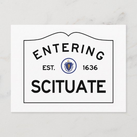 Postkarte - Einfahrt in das Schild "Scituate Road" (Vorderseite)