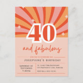 Postkarte Einladung "40 und fabelhaft", Retro-Pfir (Vorderseite)