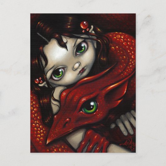 Postkarte "Elf Maiden und ihr Drache" (Vorderseite)