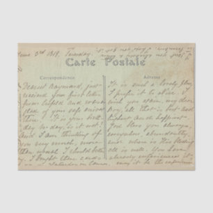 Postkarte englische Schrift Vintage Grün Seidenpapier