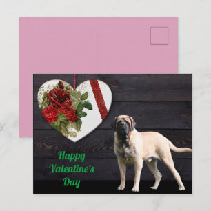 Postkarte English Mastiff Valentinstags 