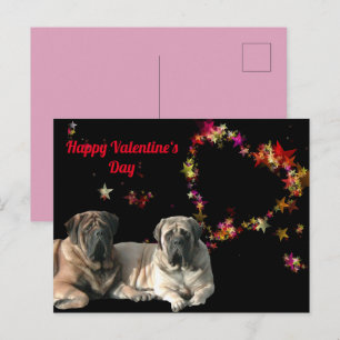 Postkarte English Mastiff Valentinstags 