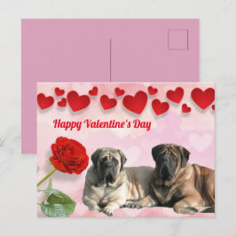 Postkarte English Mastiff Valentinstags 