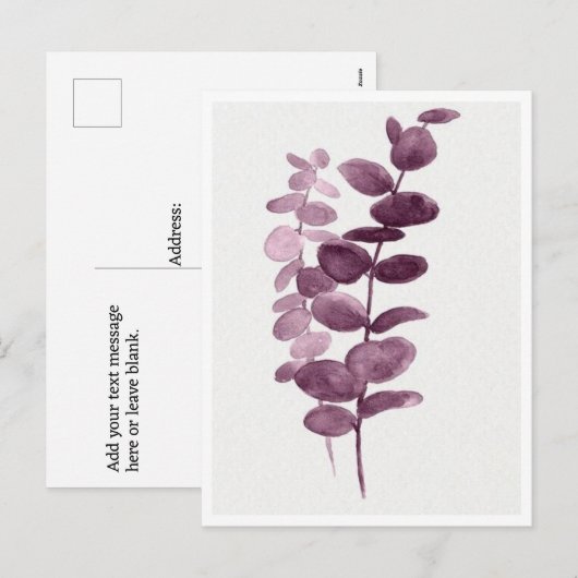 Postkarte - Eukalyptus Wasserfarben (Vorne/Hinten)