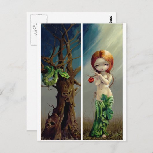 Postkarte "Eve and the Tree of Knowledge" (Vorne/Hinten)