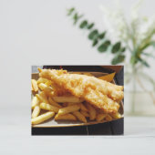 Postkarte Fisch und Chips (Stehend Vorderseite)