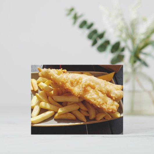 Postkarte Fisch und Chips (Stehend Vorderseite)